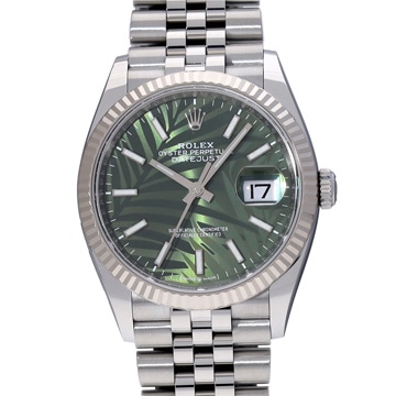 ロレックス デイトジャスト 36 126234 オリーブグリーン パームモチーフ メンズ 時計 【中古】【wristwatch】