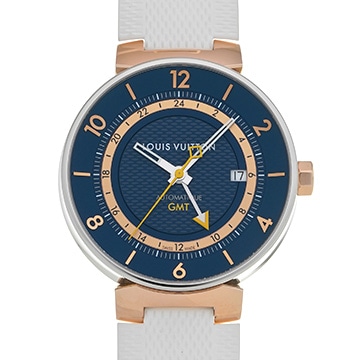 ルイ ヴィトン タンブール ムーン GMT QA028Z ブルー メンズ 時計 【中古】【wristwatch】