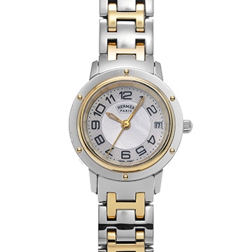 エルメス クリッパー CP1.220 ホワイトシェル レディース 時計 【中古】【wristwatch】