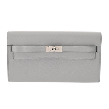 エルメス ケリーウォレット ロングトゥーゴー  ブルーグラシエ ヴォーエプソン ユニセックス 財布 【中古】【purse】