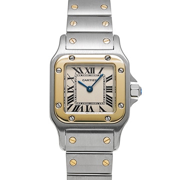 カルティエ サントス ガルベ SM W20012C4 アイボリー レディース 時計 【中古】【wristwatch】