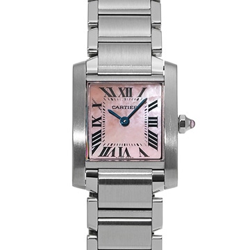 カルティエ タンク フランセーズ SM W51028Q3 ピンクシェル レディース 時計 【中古】【wristwatch】