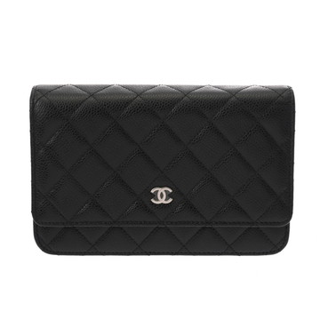 シャネル マトラッセ クラシック チェーンウォレット ブラック AP0250 キャビアスキン レディース バッグ 【中古】【bag】