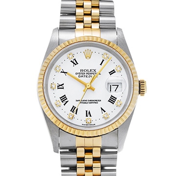 ロレックス デイトジャスト 16233G ホワイト/ダイヤモンド メンズ 時計 【中古】【wristwatch】
