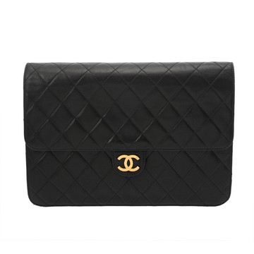 シャネル マトラッセ プッシュロックチェーンショルダー ブラック ラムスキン レディース バッグ 【中古】【bag】