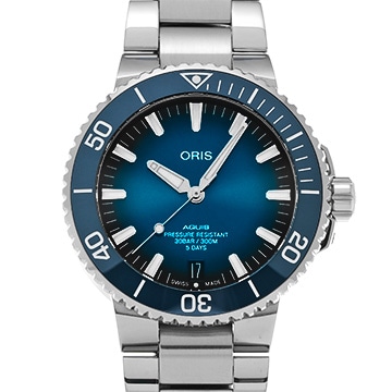 オリス アクイス デイト キャリバー400 01 400 7763 4135-07 8 24 09PEB ブルー メンズ 時計 【中古】【wristwatch】
