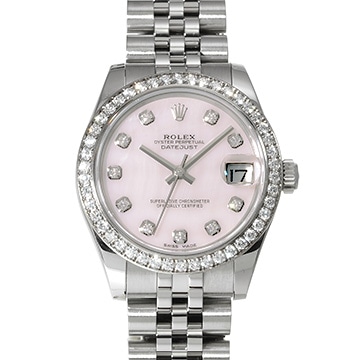 ロレックス デイトジャスト 178384NG ピンクシェル/ダイヤモンド ユニセックス 時計 【中古】【wristwatch】