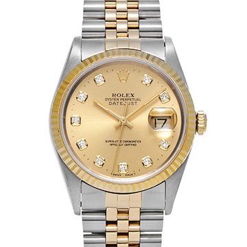 ロレックス デイトジャスト 16233G シャンパン/ダイヤモンド メンズ 時計 【中古】【wristwatch】