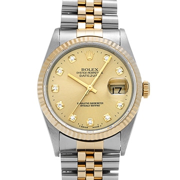 ロレックス デイトジャスト 16233G シャンパン/ダイヤモンド メンズ 時計 【中古】【wristwatch】