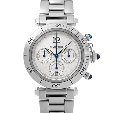 カルティエ パシャ ドゥ カルティエ クロノグラフ 38mm W31030H3 シルバー メンズ 時計 【中古】【wristwatch】