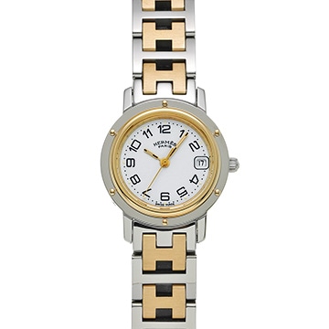 エルメス クリッパー CL4.220 ホワイト レディース 時計 【中古】【wristwatch】