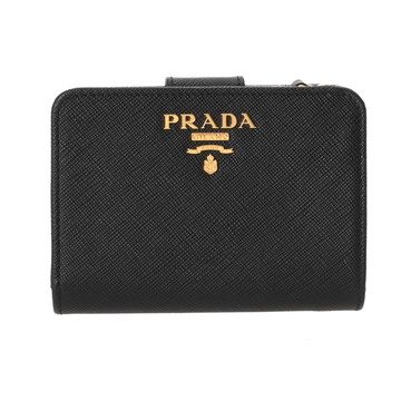 プラダ ブラック/ゴールド金具 1ML018 サフィアーノレザー レディース 財布 【中古】【purse】
