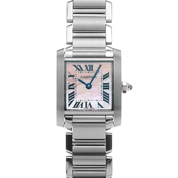 カルティエ タンクフランセーズ SM W51028Q3 ピンクシェル レディース 時計 【中古】【wristwatch】