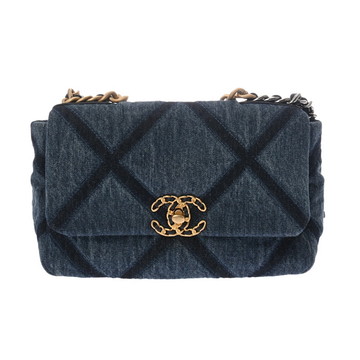 シャネル CHANEL19 ハンドバッグ  ブルー/ゴールド/シルバー金具 AS1160 デニム レディース バッグ 【中古】【bag】