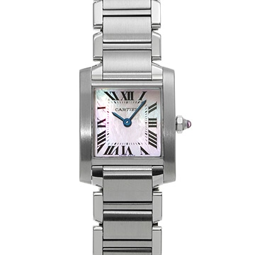 カルティエ タンクフランセーズ SM　 W51028Q3 ピンクシェル レディース 時計 【中古】【wristwatch】
