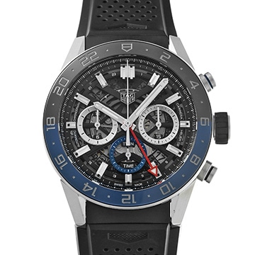 タグ ホイヤー カレラ キャリバーホイヤー02 クロノグラフ GMT CBG2A1Z.FT6157 ブラック メンズ 時計 【中古】【wristwatch】