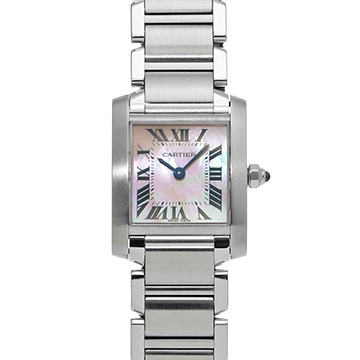 カルティエ タンクフランセーズ SM　 W51028Q3 ピンクシェル レディース 時計 【中古】【wristwatch】