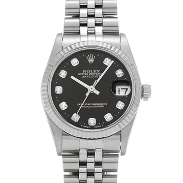 ロレックス デイトジャスト 68274G ブラック/ダイヤモンド ユニセックス 時計 【中古】【wristwatch】
