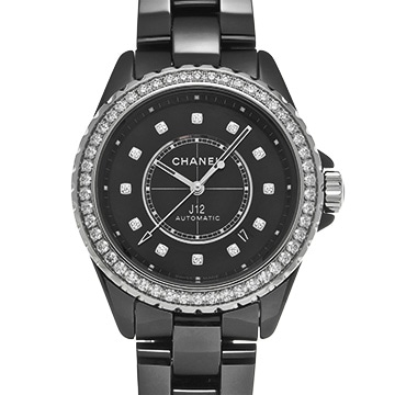 シャネル J12 キャリバー 12.1 38MM H6526 ブラックラッカー/ダイヤモンド メンズ 時計 【中古】【wristwatch】