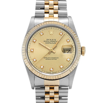 ロレックス デイトジャスト 16233G シャンパン/ダイヤモンド メンズ 時計 【中古】【wristwatch】