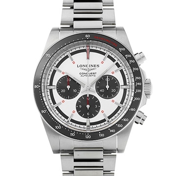 ロンジン コンクエスト クロノグラフ L3.835.4.72.6 ホワイト/ブラック メンズ 時計 【中古】【wristwatch】