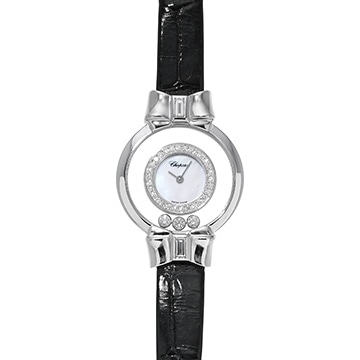 ショパール ハッピーダイヤモンド リボン 20/5334 ホワイトシェル レディース 時計 【中古】【wristwatch】