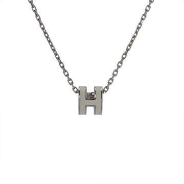 エルメス ポップH ミ二ネックレス ホワイト/シルバー金具 エナメル レディース ジュエリー 【中古】【jewelry】