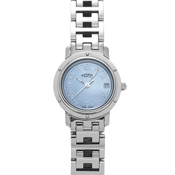 エルメス クリッパー ナクレ CL4.210 ブルーシェル レディース 時計 【中古】【wristwatch】