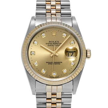 ロレックス デイトジャスト 16233G シャンパン/ダイヤモンド メンズ 時計 【中古】【wristwatch】