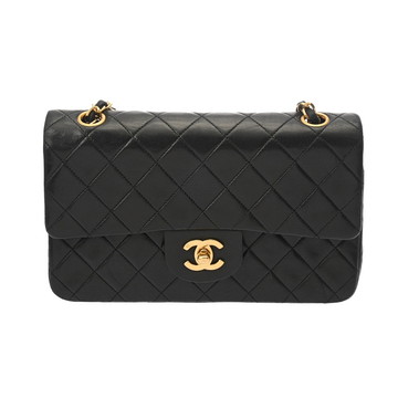 シャネル マトラッセ WフラップWチェーンショルダー 23 ブラック A01113 ラムスキン レディース バッグ 【中古】【bag】