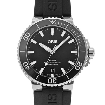 オリス アクイス デイト 01 733 7732 4134-07 8 21 05PEB ブラック メンズ 時計 【中古】【wristwatch】