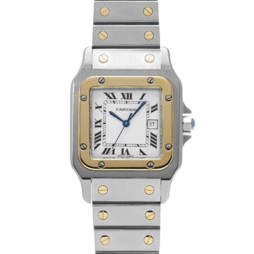 カルティエ サントスガルベ LM デイト 81036283 ホワイト メンズ 時計 【中古】【wristwatch】