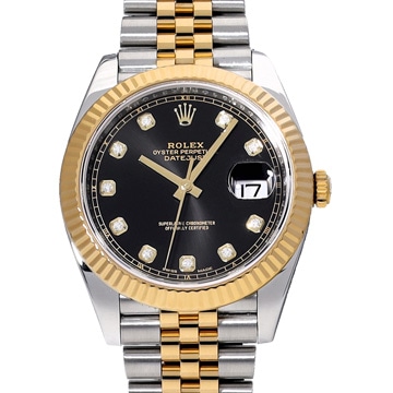 ロレックス デイトジャスト 126333G ブライトブラック/ダイヤモンド メンズ 時計 【中古】【wristwatch】