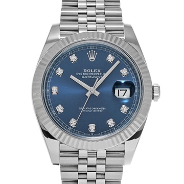 ロレックス デイトジャスト 41 126334G ブライトブルー/ダイヤモンド メンズ 時計 【中古】【wristwatch】