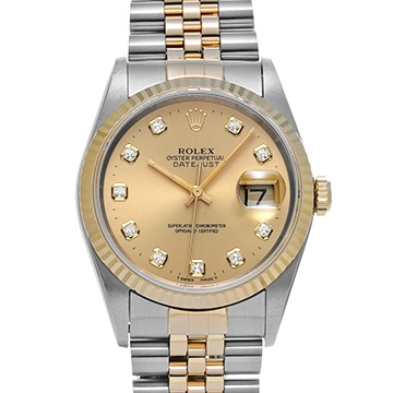 ロレックス デイトジャスト 16233G シャンパン/ダイヤモンド メンズ 時計 【中古】【wristwatch】