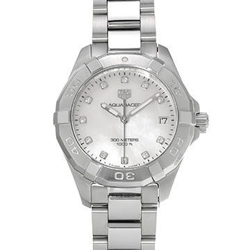 タグ ホイヤー アクアレーサー クォーツ WBD1314.BA0740 ホワイトシェル/ダイヤモンド レディース 時計 【中古】【wristwatch】