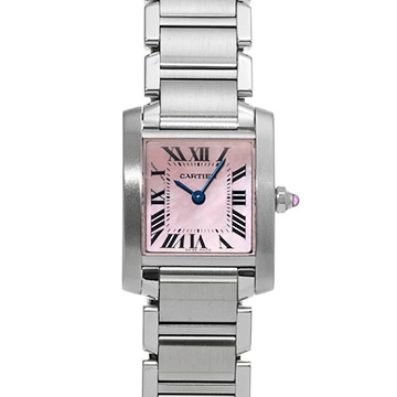 カルティエ タンク フランセーズ SM W51028Q3 ピンクシェル レディース 時計 【中古】【wristwatch】