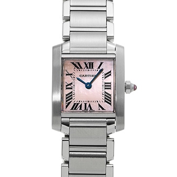 カルティエ タンク フランセーズ SM W51028Q3 ピンクシェル レディース 時計 【中古】【wristwatch】