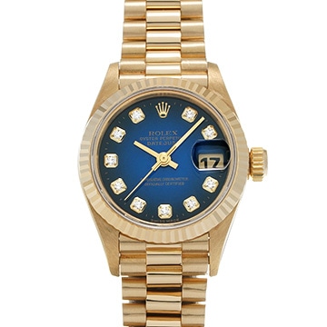 ロレックス デイトジャスト 69178G ブルー・グラデーション/ダイヤモンド レディース 時計 【中古】【wristwatch】