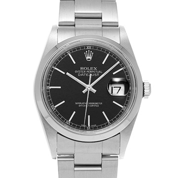 ロレックス デイトジャスト 16200 ブラック メンズ 時計 【中古】【wristwatch】