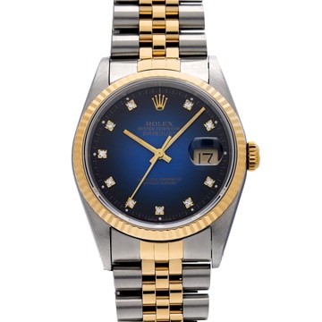 ロレックス デイトジャスト 16233G ブルー・グラデーション/ダイヤモンド メンズ 時計 【中古】【wristwatch】