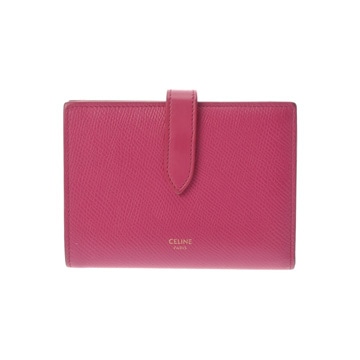 セリーヌ ミディアム ストラップウォレット ピンク 10B643BFP.24PI グレインカーフ レディース 財布 【中古】【purse】
