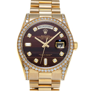 ロレックス デイデイト 118388A レッドタイガーアイ/ダイヤモンド メンズ 時計 【中古】【wristwatch】