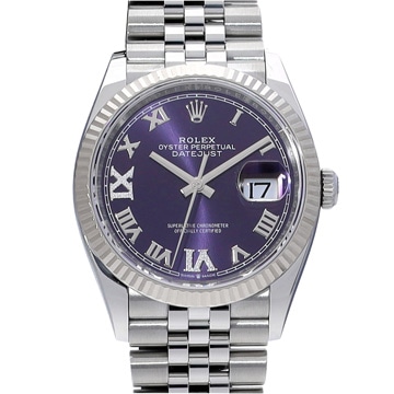 ロレックス デイトジャスト 36 126234 オーベルジーヌ/ダイヤモンド メンズ 時計 【中古】【wristwatch】