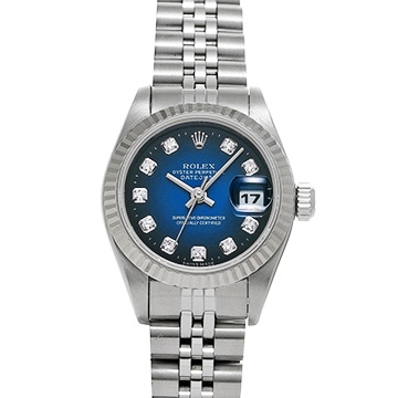 ロレックス デイトジャスト 69174G ブルー・グラデーション/ダイヤモンド レディース 時計 【中古】【wristwatch】