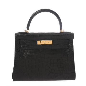 エルメス ケリー 28 内縫い 2WAY ブラック アリゲーターマット レディース バッグ 【中古】【bag】