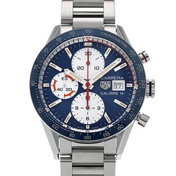タグ ホイヤー カレラ キャリバー16 クロノグラフ CV201AR.BA0715 ブルー/ホワイト メンズ 時計 【中古】【wristwatch】