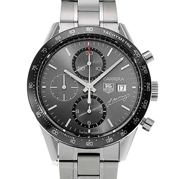 タグ ホイヤー カレラ キャリバー16 クロノグラフ J.M.ファンジオ CV201C.BA0786 グレー メンズ 時計 【中古】【wristwatch】