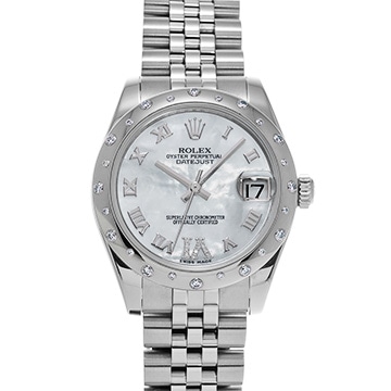 ロレックス デイトジャスト 178344NR ホワイトシェル/ダイヤモンド ユニセックス 時計 【中古】【wristwatch】