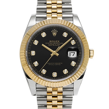 ロレックス デイトジャスト 41 126333G ブライトブラック/ダイヤモンド メンズ 時計 【中古】【wristwatch】
